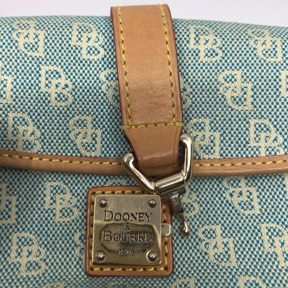 Dooney & Bourke Blue Brown Leather Wristlet - Picture 3 of 5